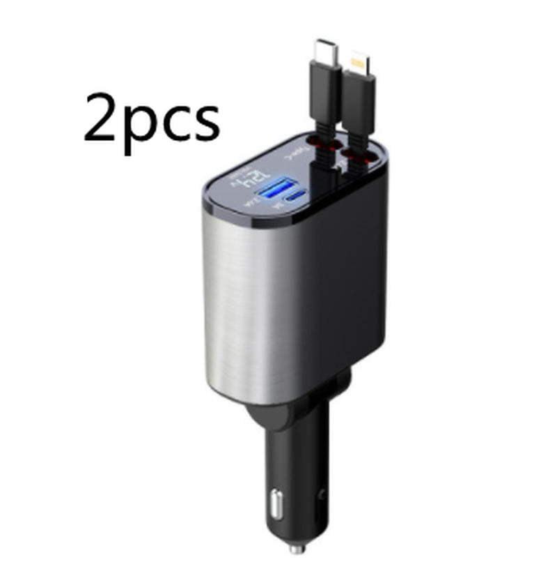 Metal Car Charger 100W Super Fast Charging Car Cigarette Lighter USB and TYPE-C Adapter