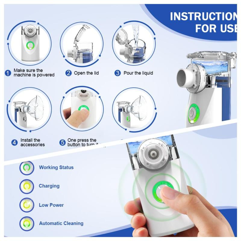 Portable Ultrasonic Air Humidifier, 1 Box Rechargeable Handheld Nebulizer with 3 Adjustable Modes, Suitable for Home and Travel
