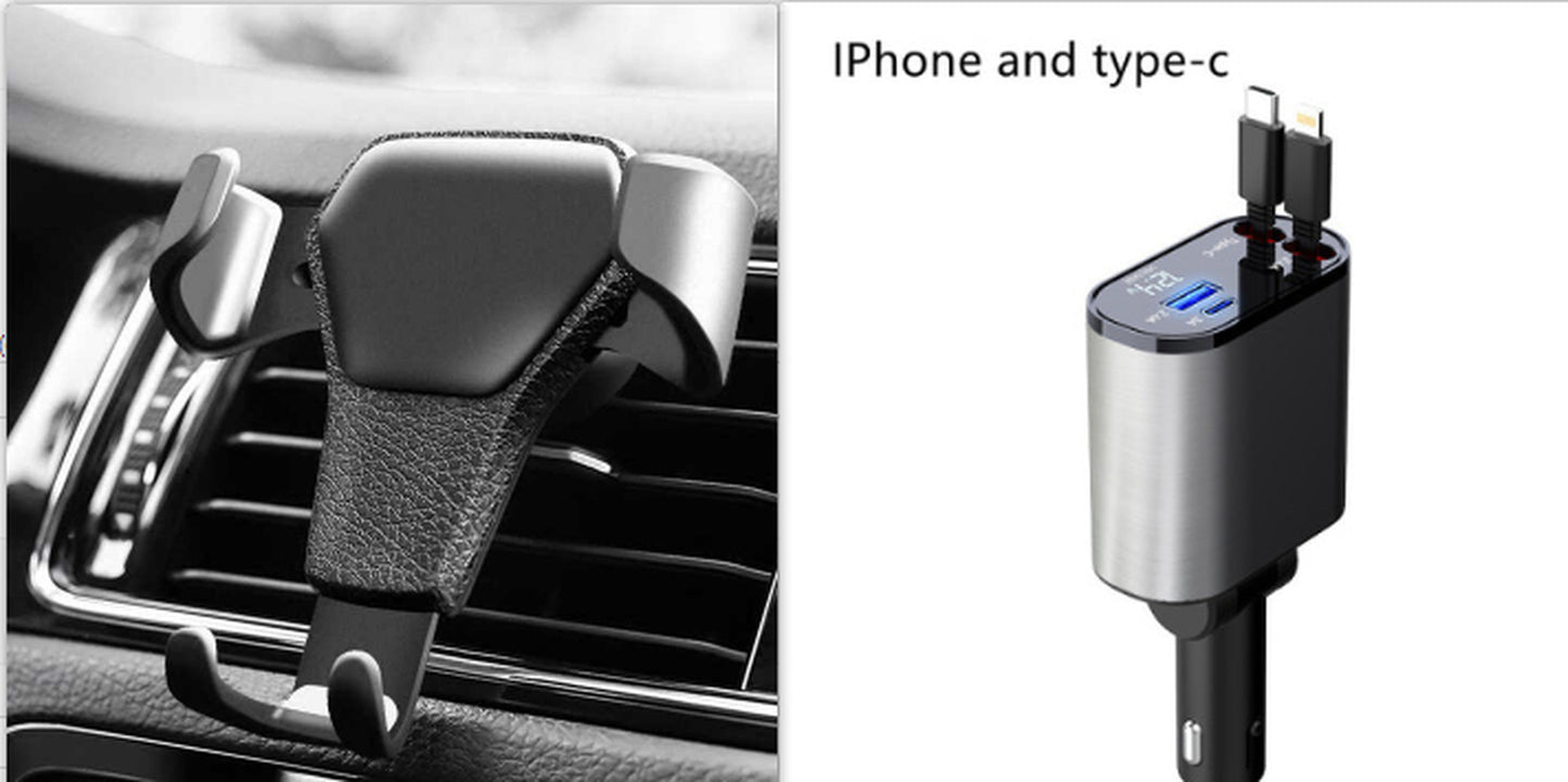 Metal Car Charger 100W Super Fast Charging Car Cigarette Lighter USB and TYPE-C Adapter